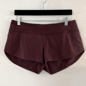 NWOT Lululemon speed up shorts. 2.5 inch inseam. Cassis